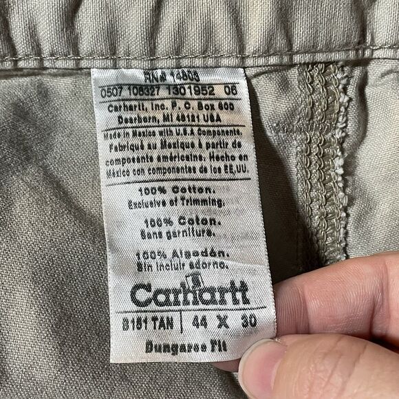 Carhartt Cargo Carpenter Pants B151 TAN Original Dungaree Fit Mens 44/30 - Picture 15 of 16